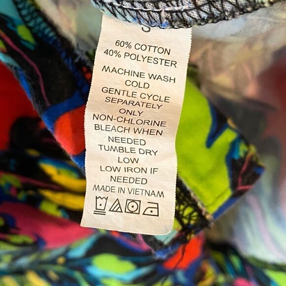 Vespa Sz S Lime Green Fuschia Pink Tropical Palm Leaves 2-Piece Loungewear PJ’s - Picture 10 of 10